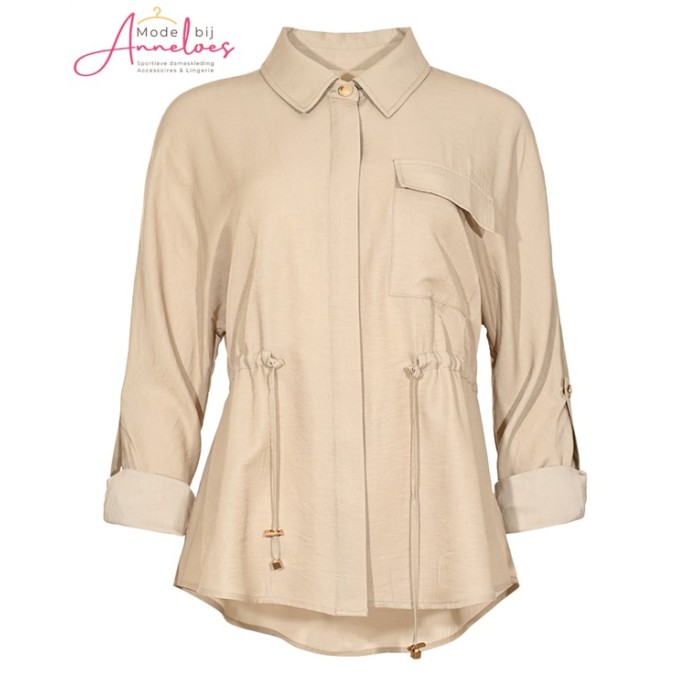 ZIZO blouse Soraya zakken LM glans Sand